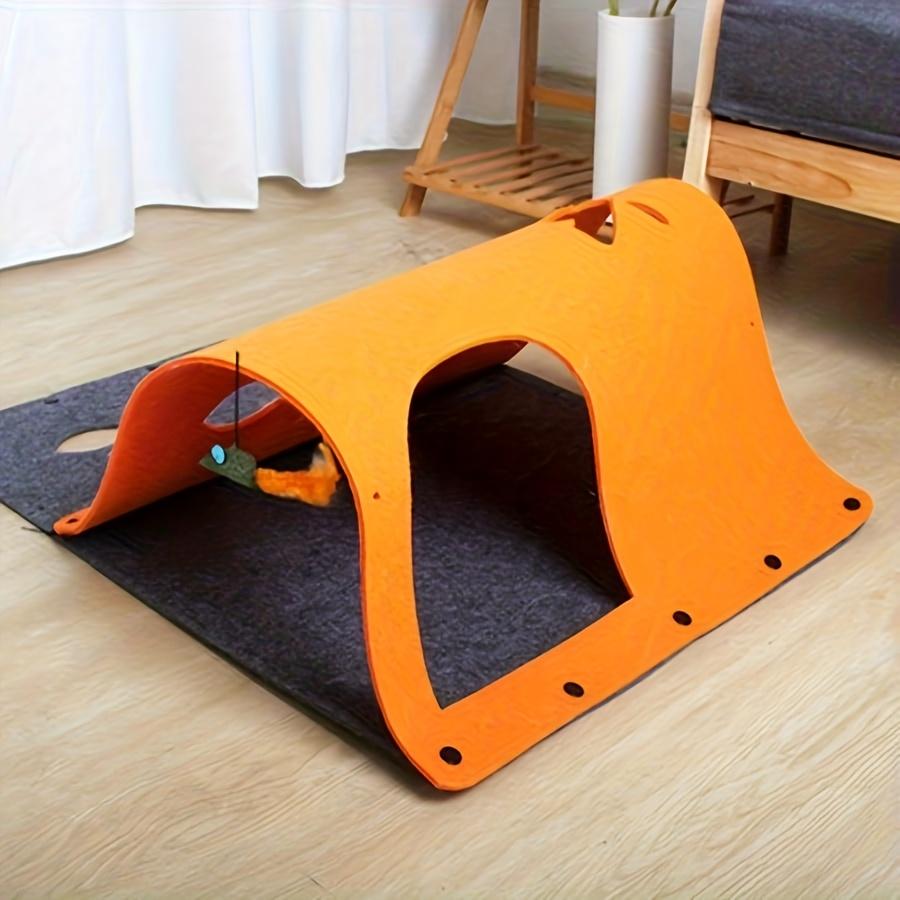 

Modern Orange Multi-Purpose Cat Tunnel - Convertible Play & Sleep Channel into Various Forms, Upgraded with Drilling Holes, Includes Scratching Board помаранчевий