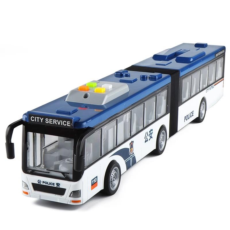 Autobús Articulado Modelo de Fundición a Presión Grande Simulación Inercia Sonido Luz Doble Sección Autobús Coche de Campus Juguetes Para Niños