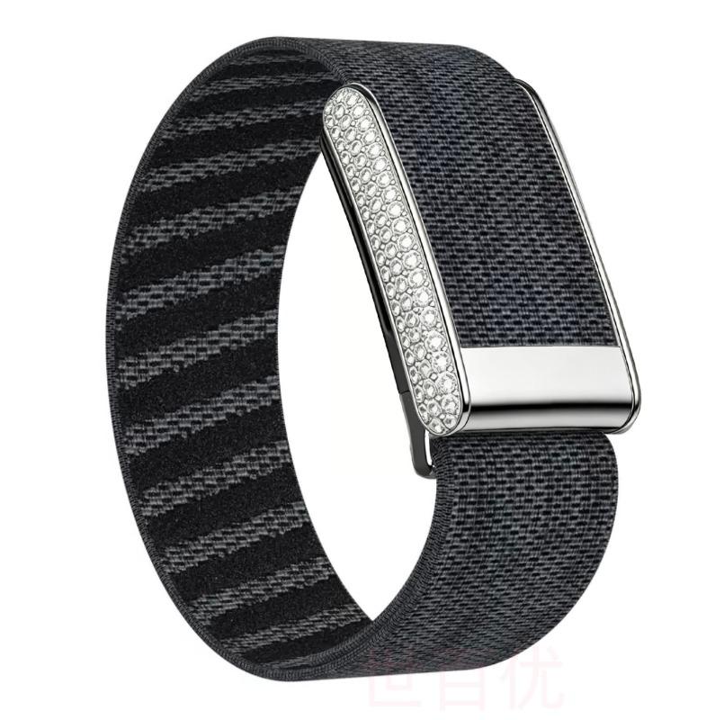 Sparkly Diamond Metal Frame Nylon Elastic Band for Whoop 5.0 Comfortable Replacement Strap for Whoop 5.0 Smart Fitness Tracker