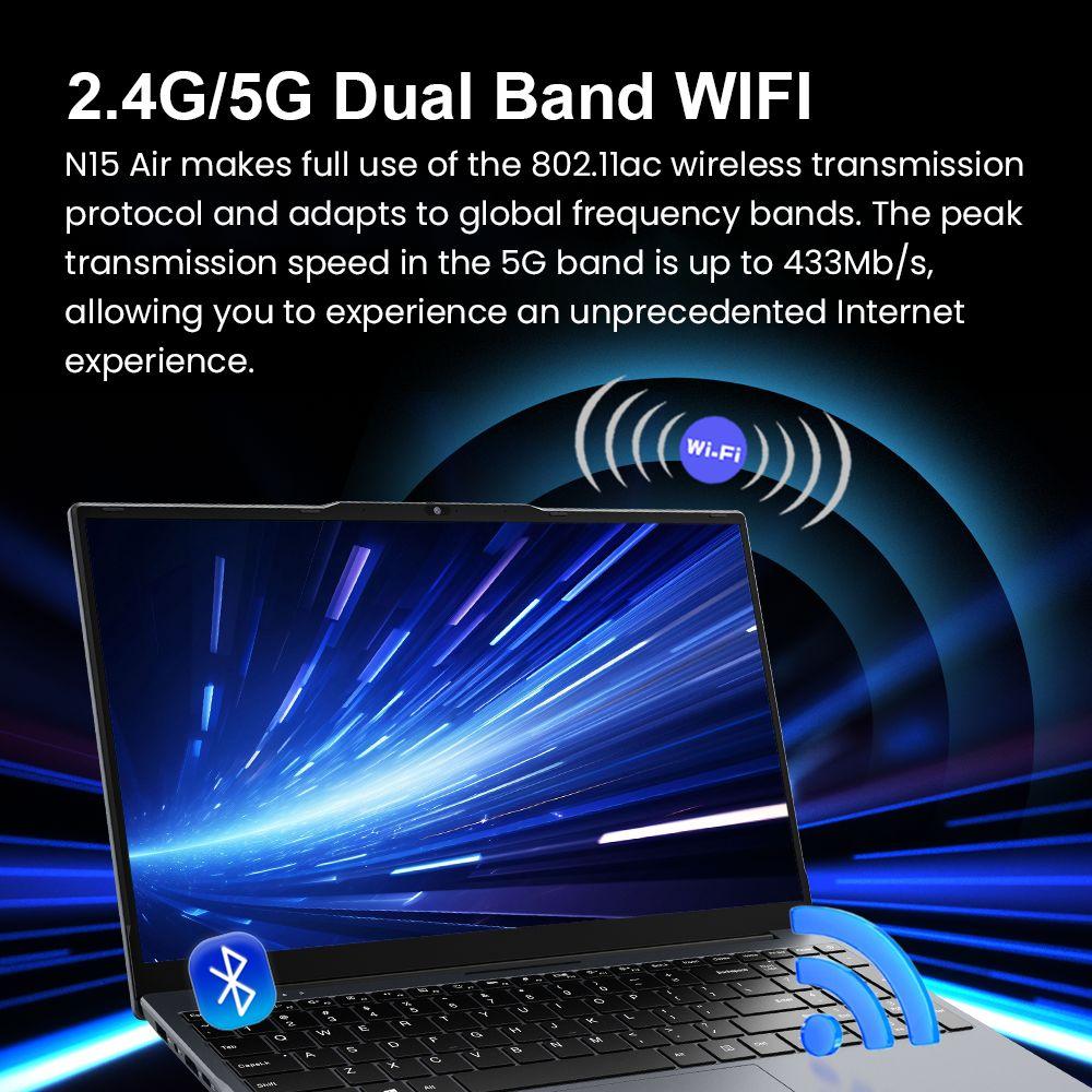 Ninkear N15 Air Laptop, 15.6 Inch 1920x1080 IPS Screen, Intel N150 4 Core Max 3.6GHz, 16GB RAM 512GB SSD