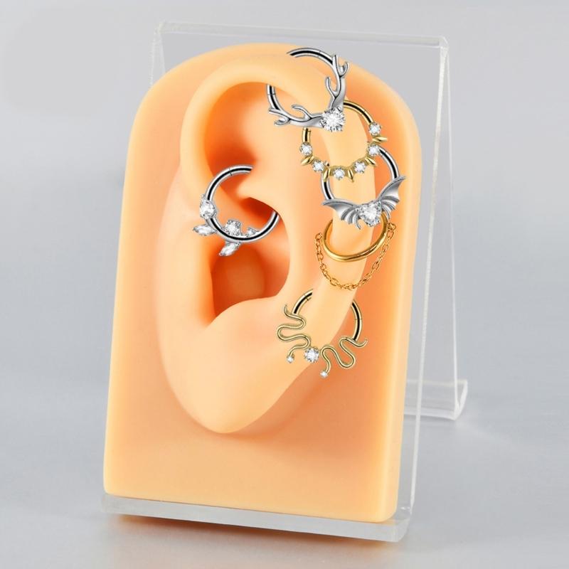 Pack of 2 Unique Geometric Shape Nose Rings Body Piercing Jewelry Seamless Design Metal Texture Polished Finish