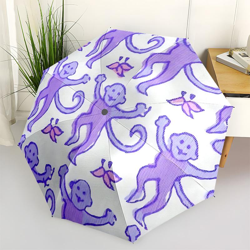 

1pc Monkey Pattern Automatic Cute Umbrella 8-Bone Design Compact Gear for Outdoor Travel, Perfect Holiday Gift yy251230079
