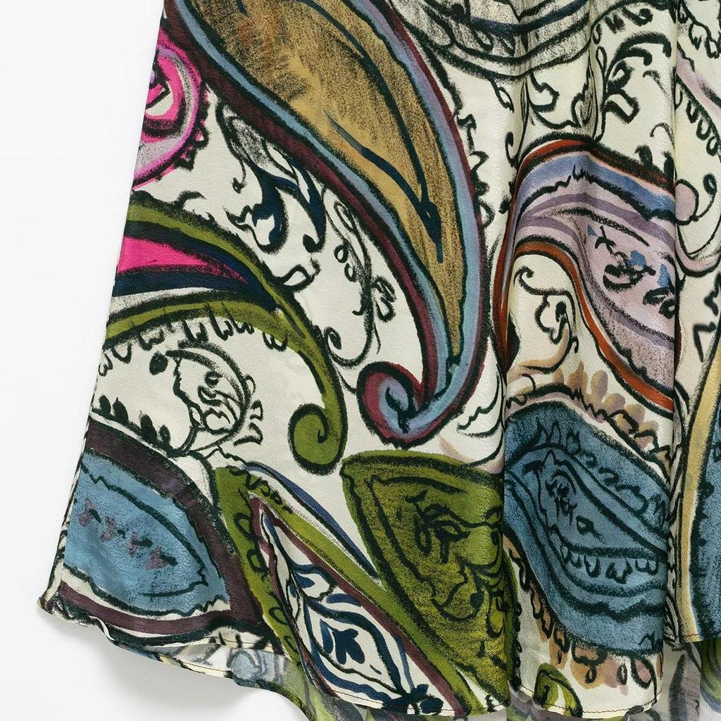 European & American Style Summer 2025 Seaside Vacation Print Backless Halter Maxi Dress