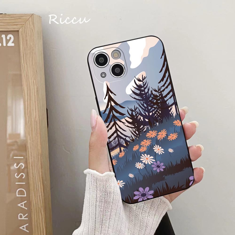 FOR IPhone Mountain Landscape Scenery Phone Case 14 11 12 Pro 8 7Plus SE X Pro 14 MAX 13 MINI XR XS Iphone 14 Soft Phone Covers