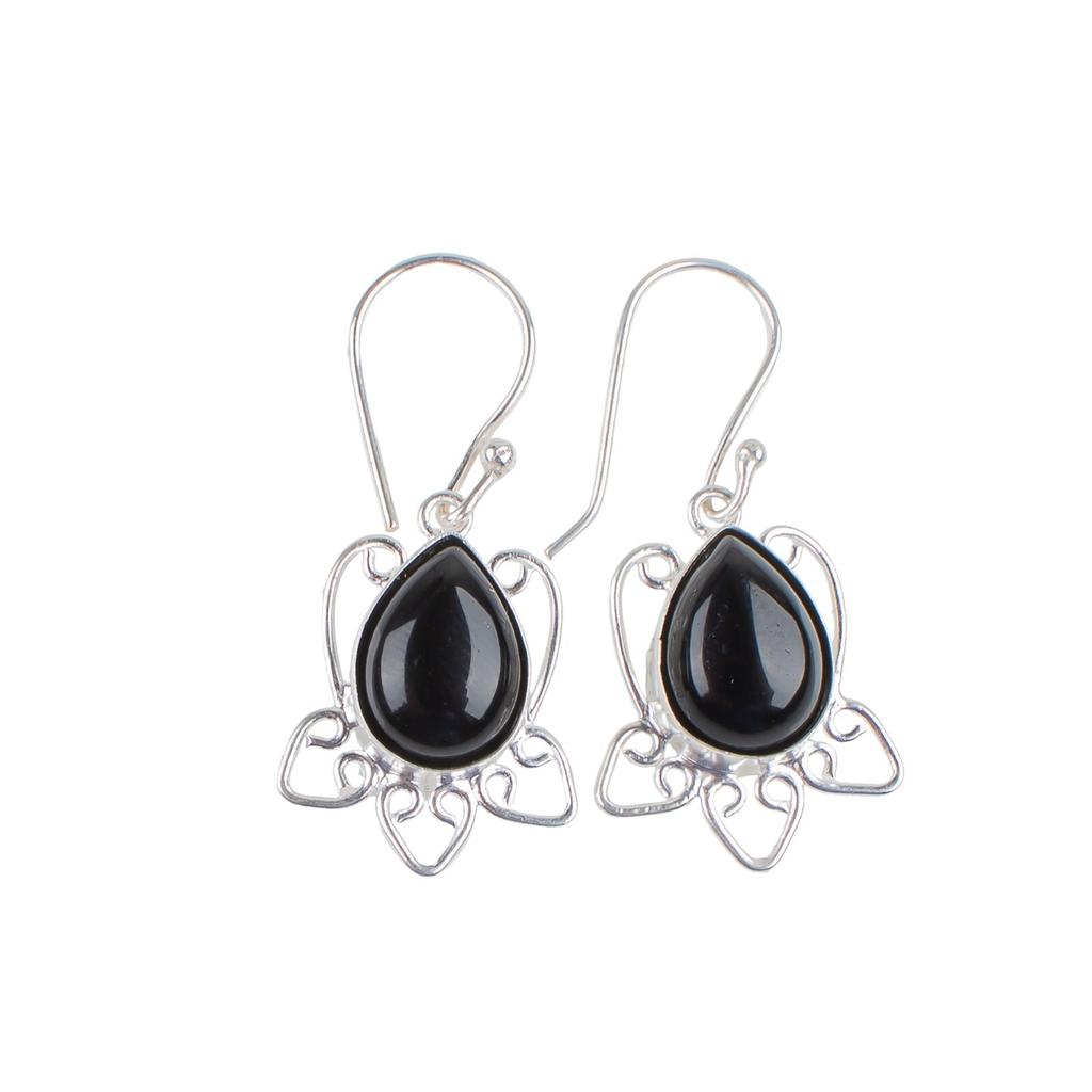 Rare Black Onyx  Gemstone 925 Sterling Silver Artisan Jewelry Earrings For Girls EE-40-19