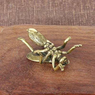 Solid Brass Insect Bee Figurines Miniatures Tea Pet Crafts Collection Desktop Small Ornaments Home Decoration Accessories