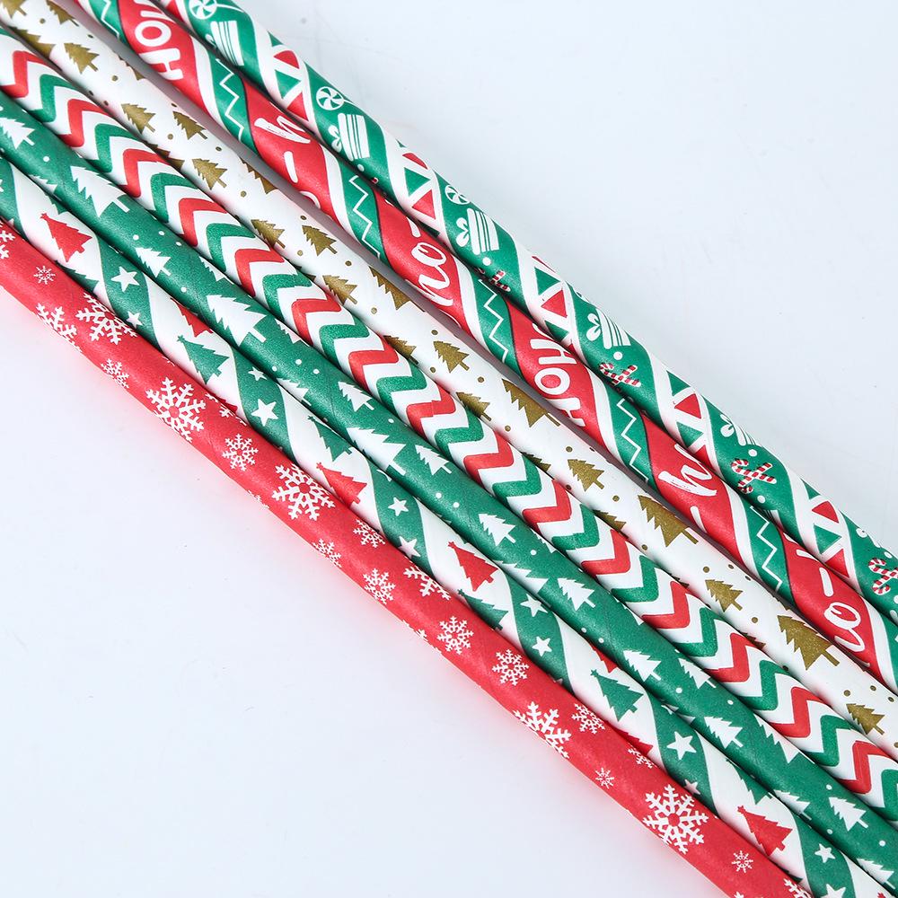 Eco-Friendly Biodegradable Christmas Paper Straws - Disposable Festive Drink Decor