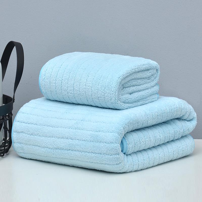 Ribbed Coral Fleece Towel - Soft, Absorbent, Lint-Free Bath/Face Towel for Couples