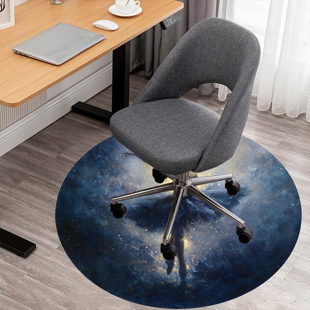 1pc Dancer Galaxy Round Chair mat office Area Rug - Non-Slip, Floor Mat for Office, Bedroom, Ideal home decor gift c0112120