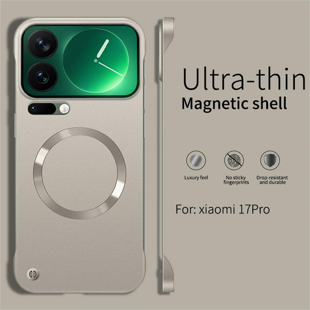 Plating Metallic Color Frameless Magnetic Phone Case For Xiaomi 15 17 Pro Max 14 13 Ultra For Magsafe Ultra-thin Cover
