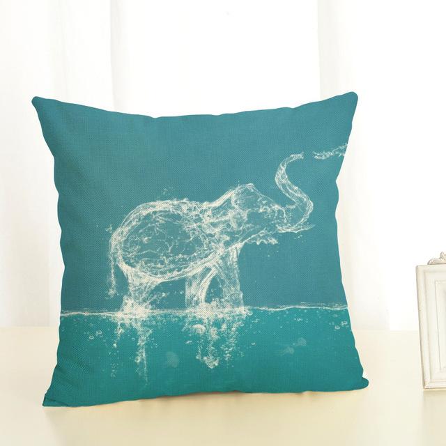 Creative Cartoon Elephant Cushion Cover Cotton Linen Elephant Printing Pillow Case For Sofa Home Decoration Almohada Zt89