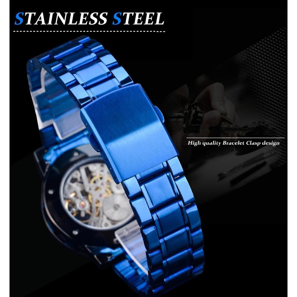 Forsining Montre Homme Mode Décontractée Classique Populaire Creuse Strass Manuelle Mécanique S1201-15-A