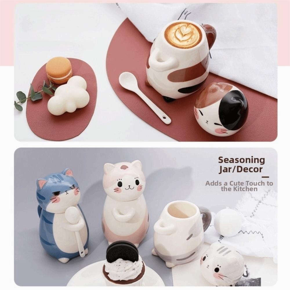 With Spoon Hand Painted Mug Ceramic Coffee Pots Creative Milk Tea Cups  Kitchen
