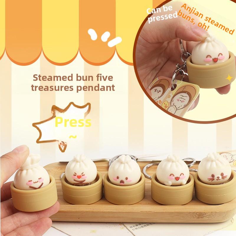 1-20PCS Simulated Steamed Bun Squishy Keychain Toy Slow Rising Stress Relief Decompression Fidget Pendant for Adults