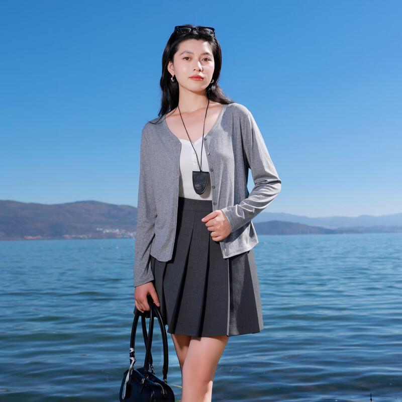 Women's Plus Size V-Neck Long Sleeve T-Shirt Cardigan