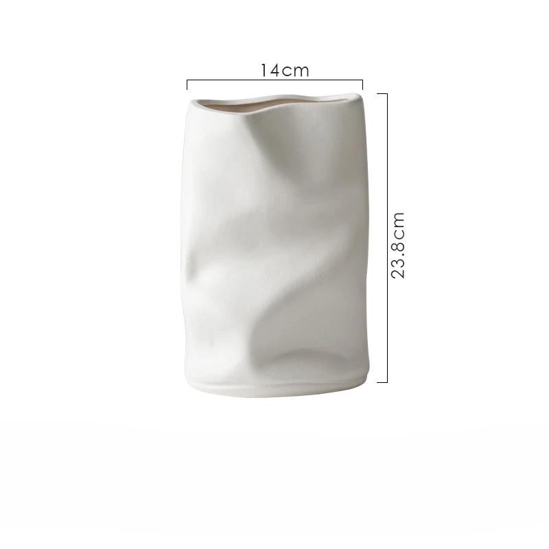 Ceramic Vase Irregular Wrinkles Origami Vase Ceramic Handicrafts Flower Arrangement Accessories Terrarium Home Decoration