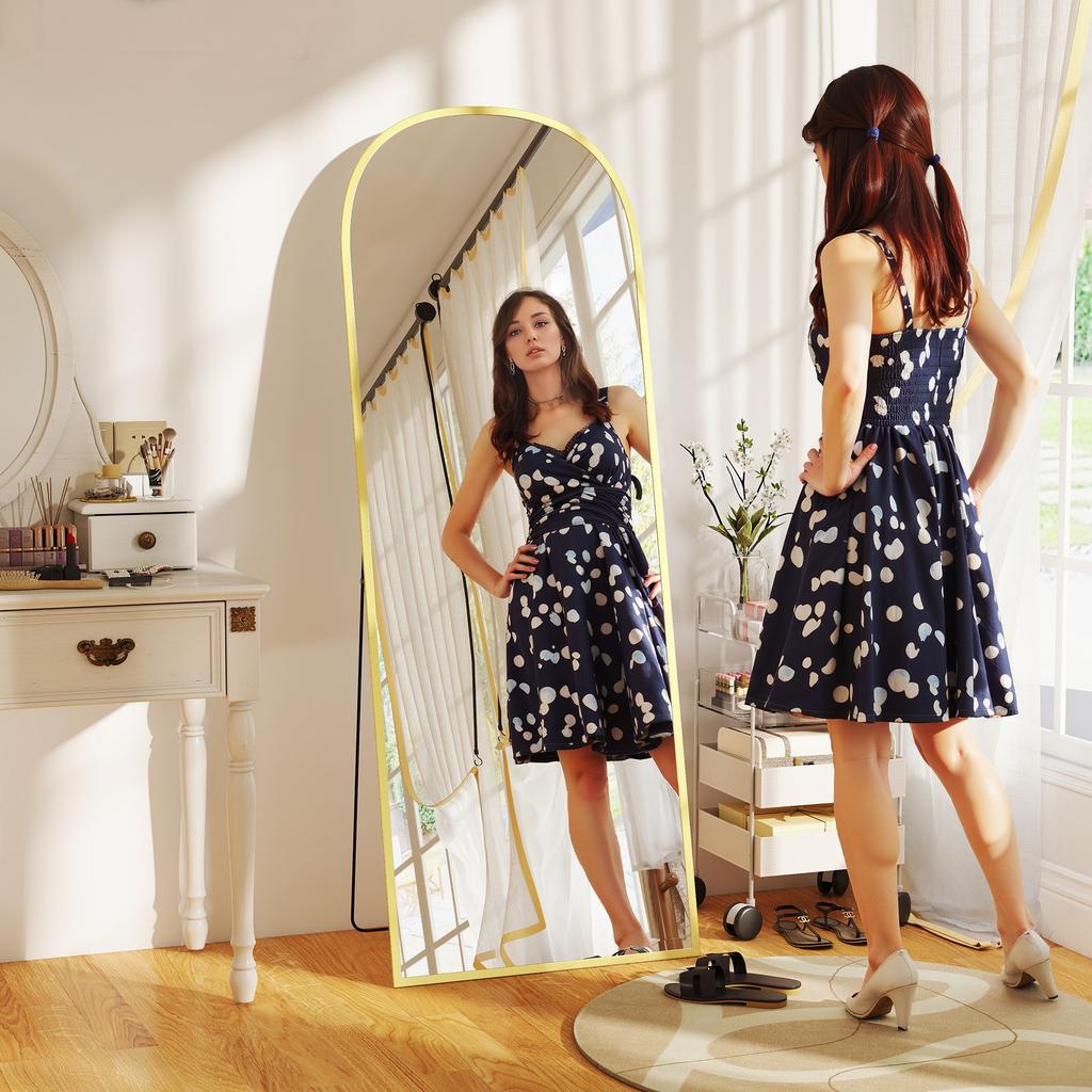 165Cm Aluminium Frame Standing Mirror Gold