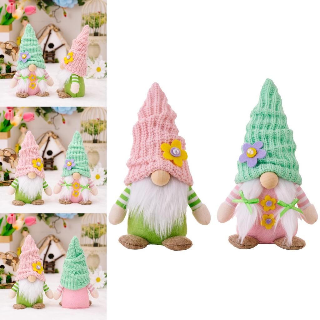 Charmig Vår Tomte Gosedjursdocka Med Mjuk Stickad Mössa För Festlig Heminredning