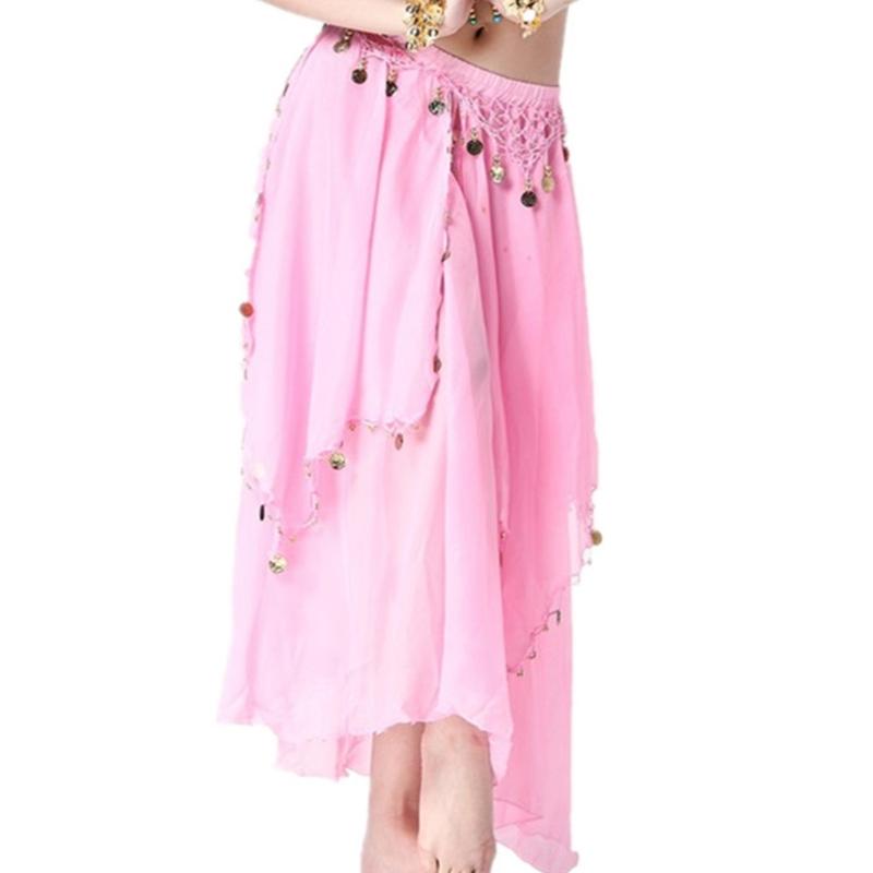 Elastic Waist Belly Dance Skirt With Dangling Coins Loose Design Fashion Costume Accessory For Shows And Parties