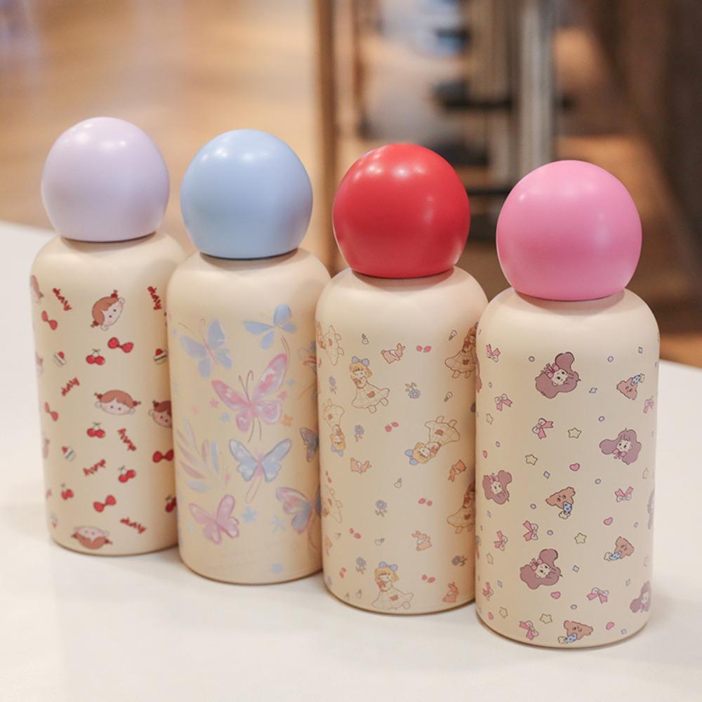 Double Wall Insulated Bottle Spherical Lid Vacuum Cup Ins Style Thermos Cup  Kids