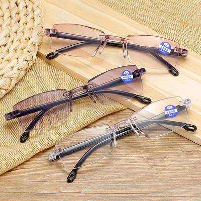 Reading Glasses, One Piece Of Hair, Ultra-Clear Smart Zoom Double Light Far And Near Dual-Purpose Trimmed Anti-Blue Reading Glasses