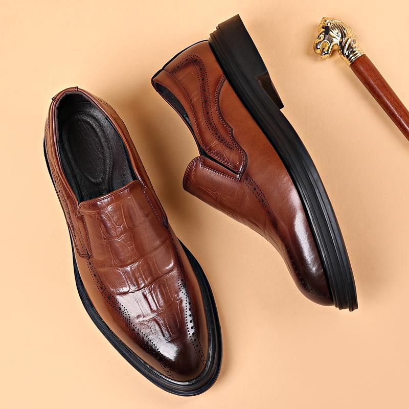 Fashion British Cowl Leather Men's Wedding Shoes Fashion Platform Business Men's Dress Shoes Designer Spring Autumn Brogue Shoe Male