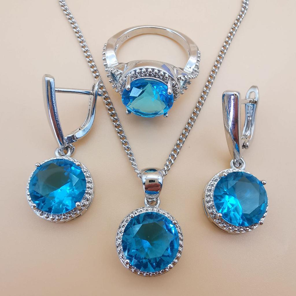 Collarbone Chain Popular European and American Style Jewelry Round Diamond Three Piece Set