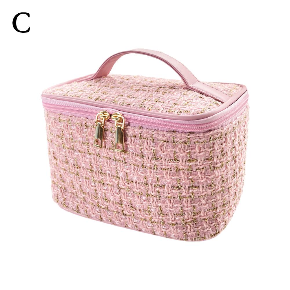 New Women's Bag Large Capacity Portable Travel Toiletry Bag New Plaid Portable Small Fragrance Makeup Bag Go out Makeup Bag