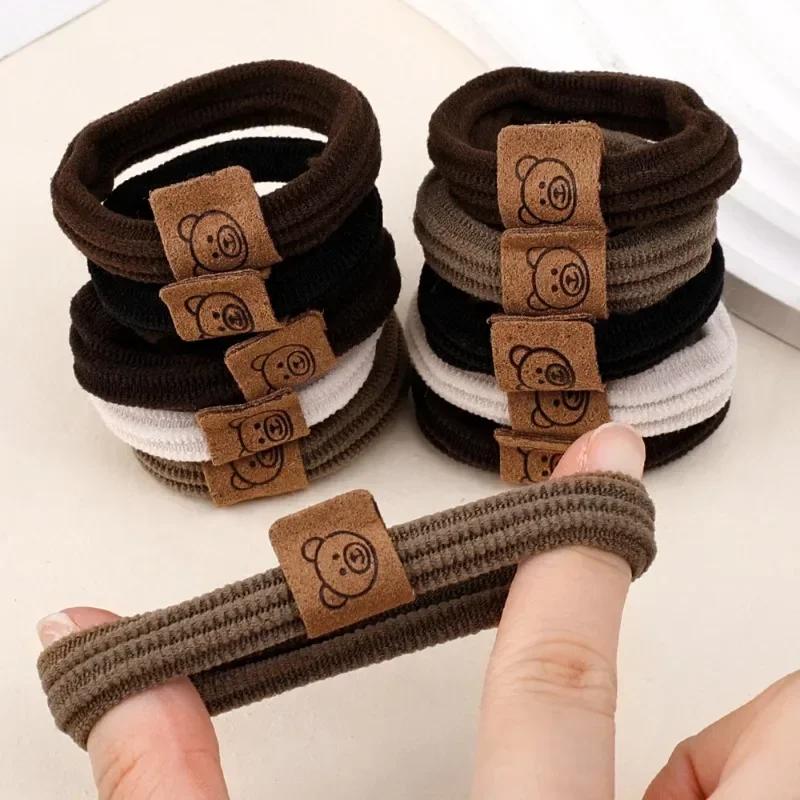 10pcs  high-elasticity seamless hair bands, bear hair bands, women's rubber bands, elastic hair bands that won't damage the hair