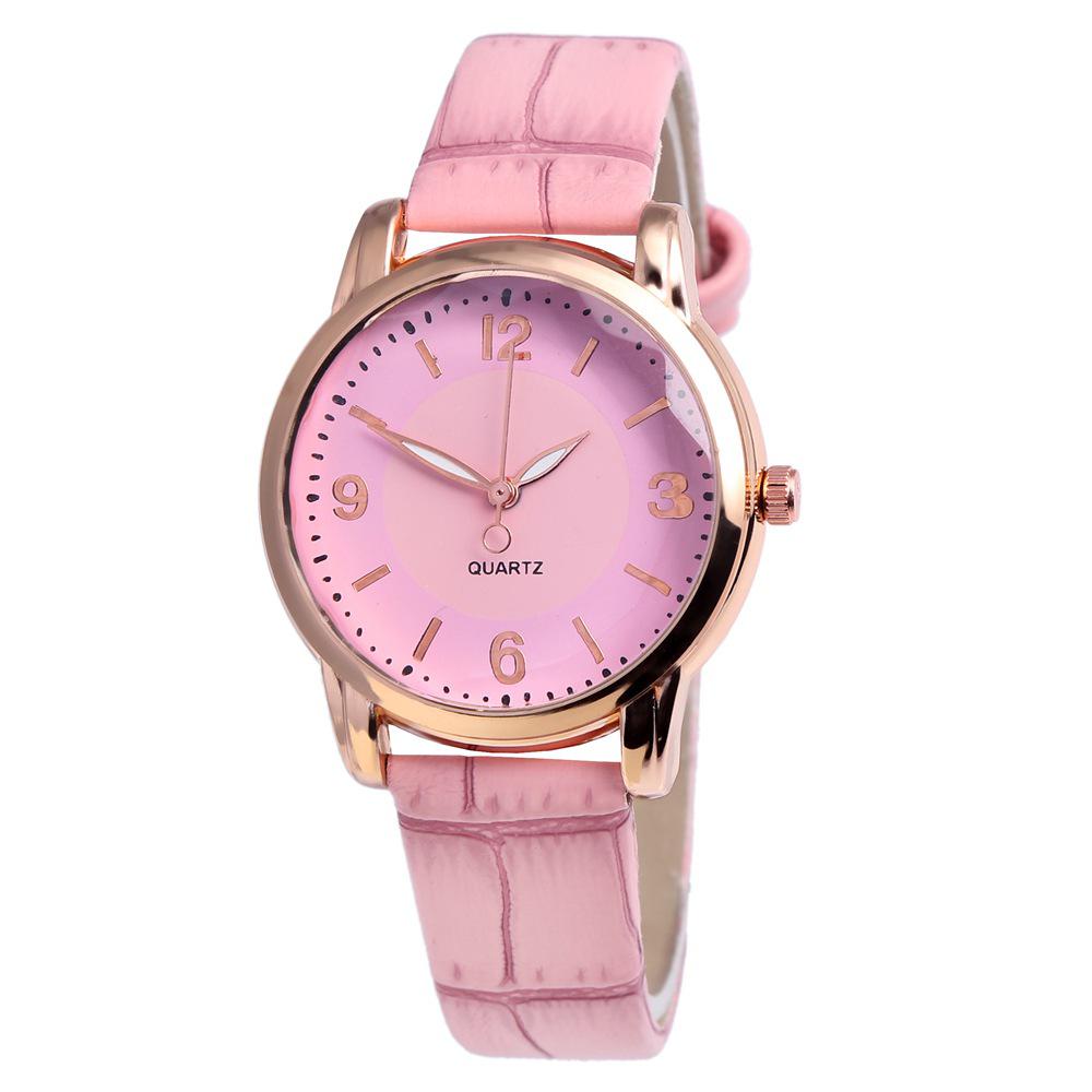 Women s Bamboo Grain Leather Strap Rose Gold Quartz Watch