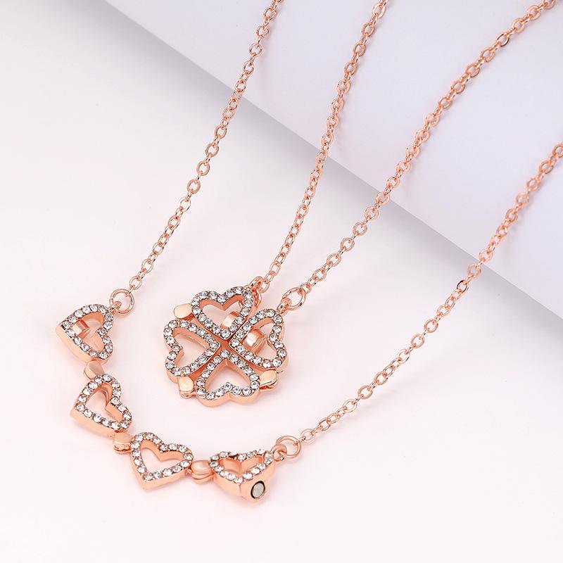Love Variety Folding Hollow Clover Clavicle Necklace Necklace Special For
