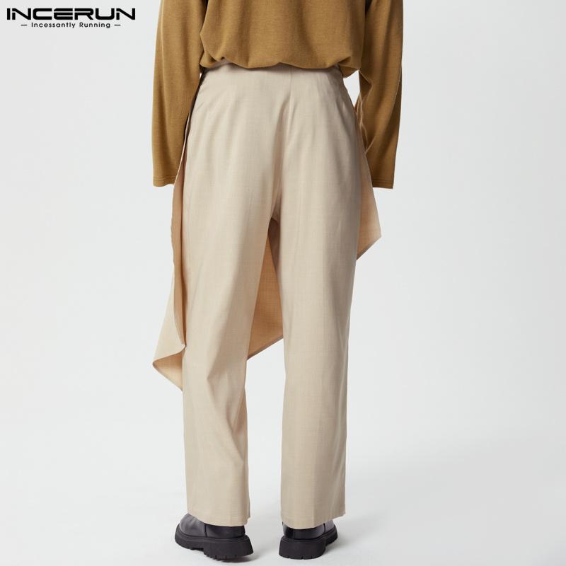 INCERUN Herren Reißverschluss Unregelmäßige Lagen Lässige Lange Gerade Hosen Hose