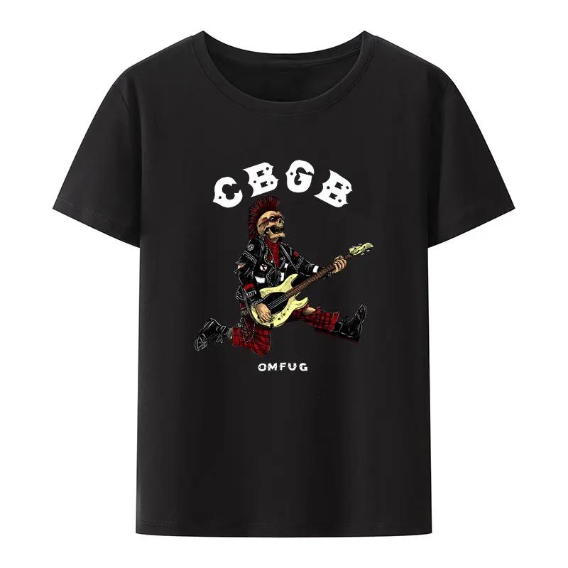 UnisexCbgb Omfug Print T Shirt Classic Underground Punk Rock Concert Casual Shirt Hip Hop Popular Fashion Y2K Streetwear