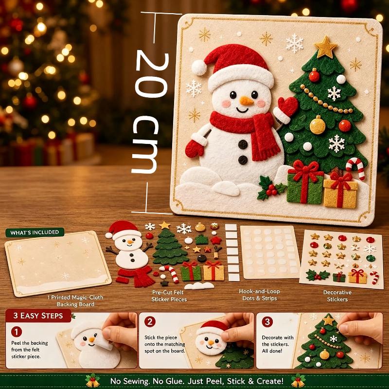 Diy Christmas Magic Felt Sticker Art Kit Reusable Christmas Craft Kit With Hook And Loop Felt Pieces Holiday Felt Board Art Fo