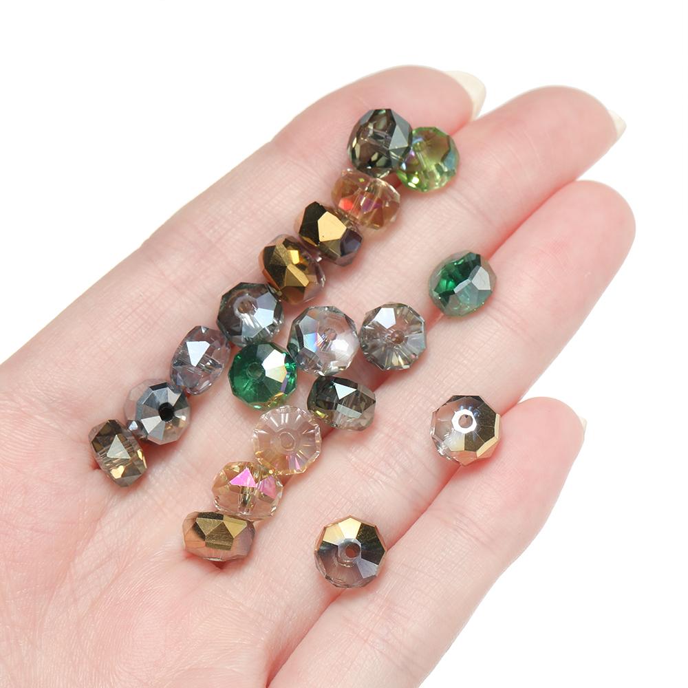 10Pcs 4.5*7.5mm Crystal Faceted Beads Spacer Loose Beads for DIY Bracelet Necklace Jewelry Making Supplies Accessories
