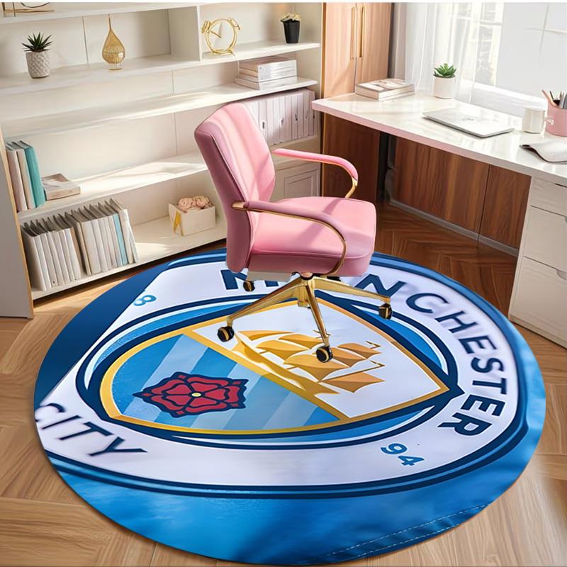 Football Team City FC Print Round Rug, Washable Floor Carpet, For Entryway Dorm Laundry Room Office Study, Home Decor Birthday Christmas Gift
