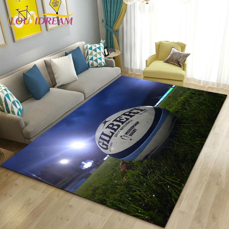 American Football Rugby Area Rug Large,Carpet Rug for Living Room Bedroom Sofa Doormat Decoration, Kids Non-slip Floor Mat 3D