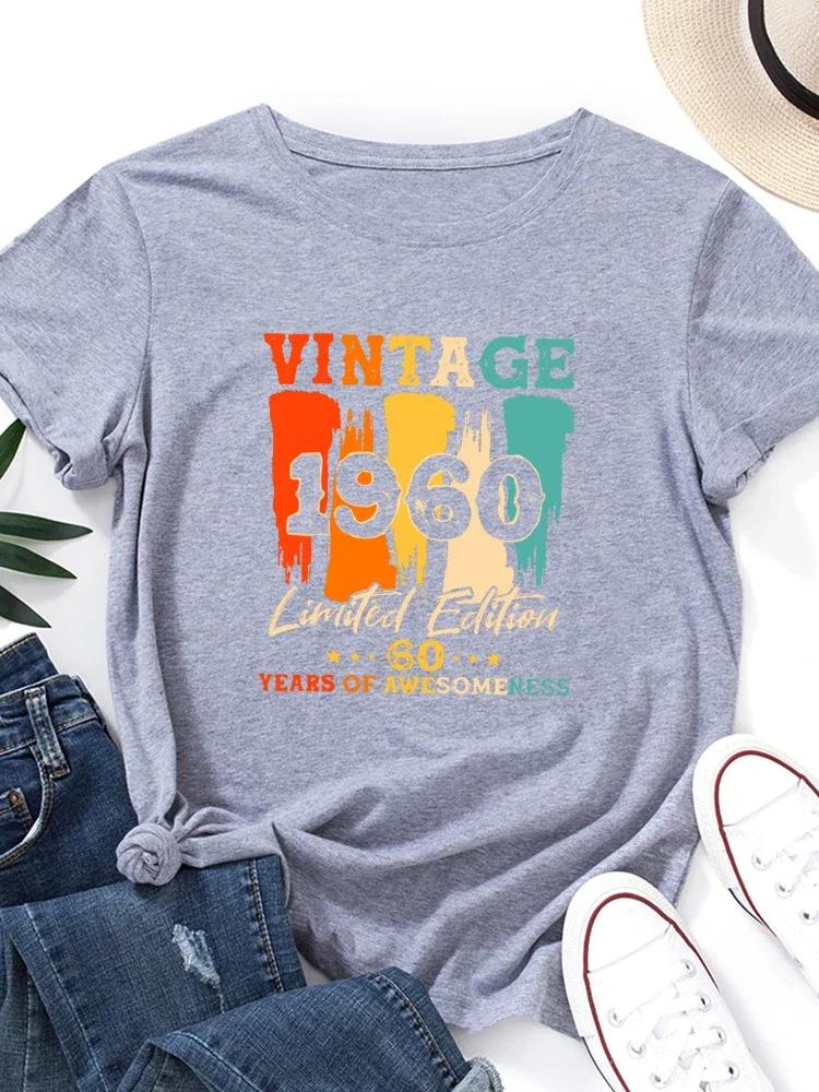 Vintage 1960 Letter Print Women T Shirt Short Sleeve O Neck Loose Women Tshirt Ladies Tee Shirt Tops Clothes Camisetas Mujer