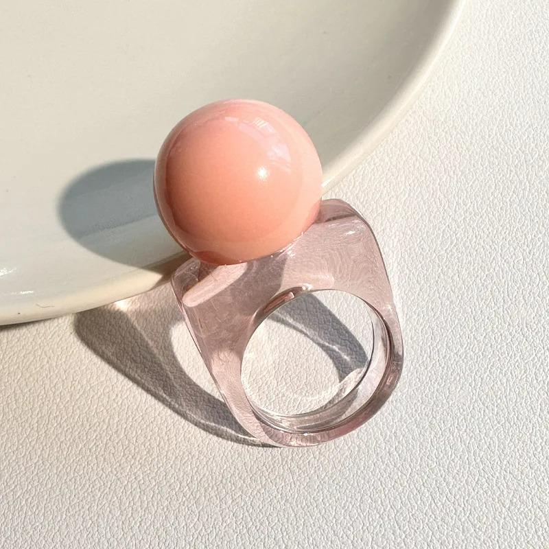 New Funny Colorful Half Round Resin Ring for Women Girls Summer Party Vacation Travel Charm Design Fashion Jewelry 2026 Gift