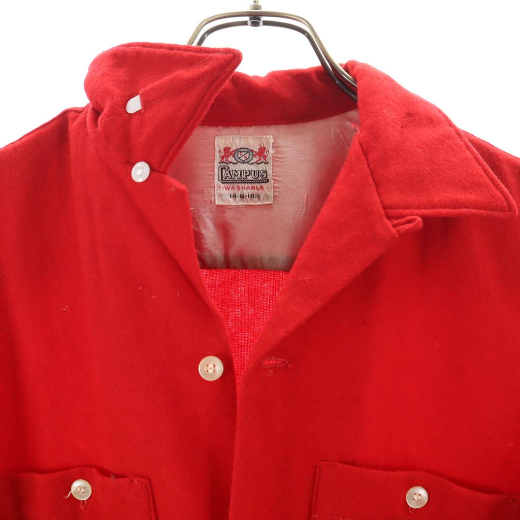 CAMPUS 60s Vintage Wool Blend Long sleeve Open collar shirt S Red Men's Used