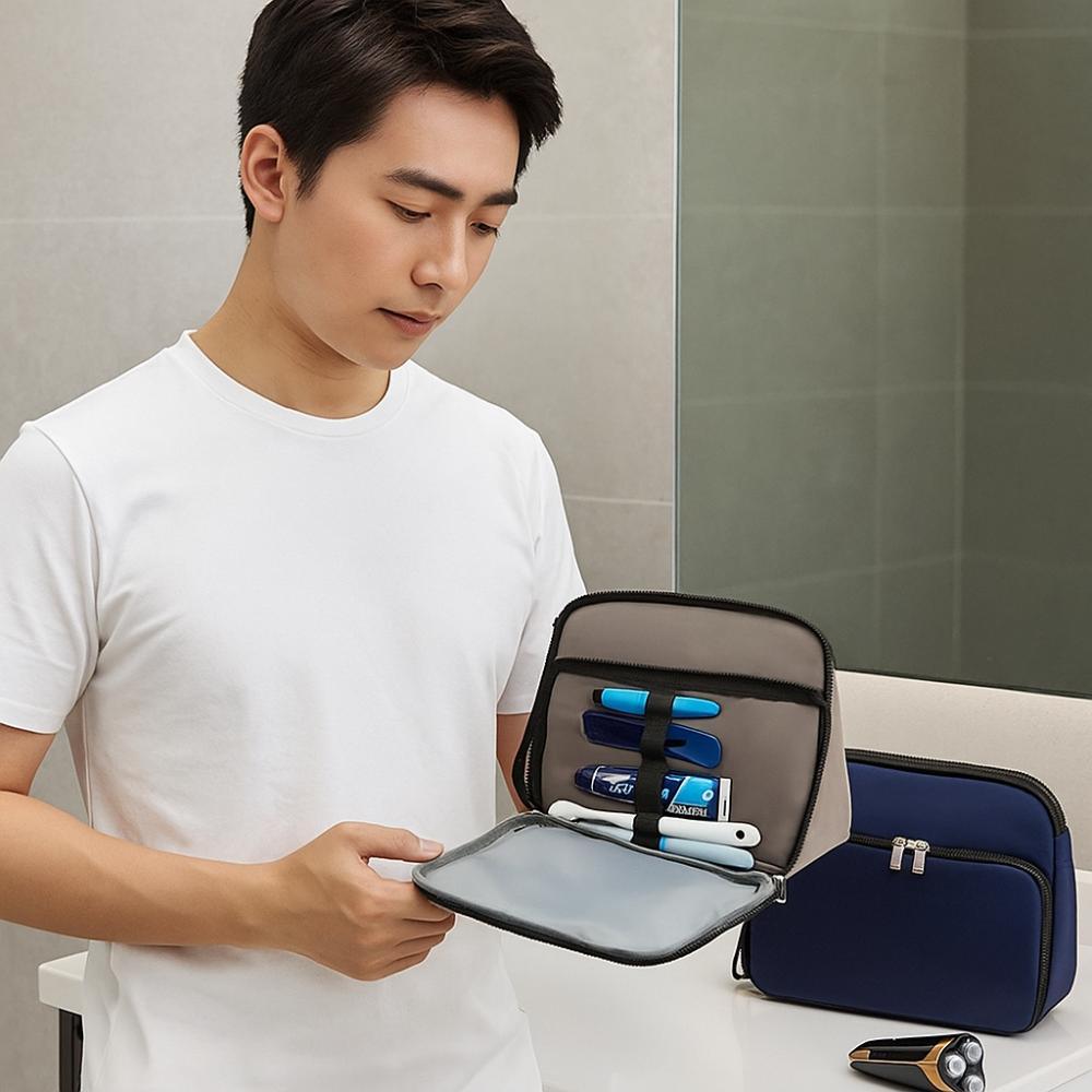 Dry Wet Separation Travel Toiletry Organizer Double-layer Sundries Storage Bag Travel