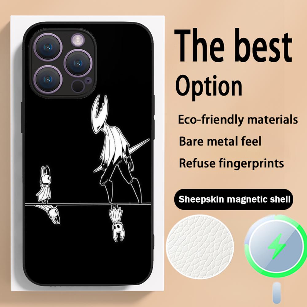 Super fashion Hollow Knights game Phone Case For iPhone 16 15 14 13 12 11 Plus Pro Max High-end Luxury Magsafe Sheepskin