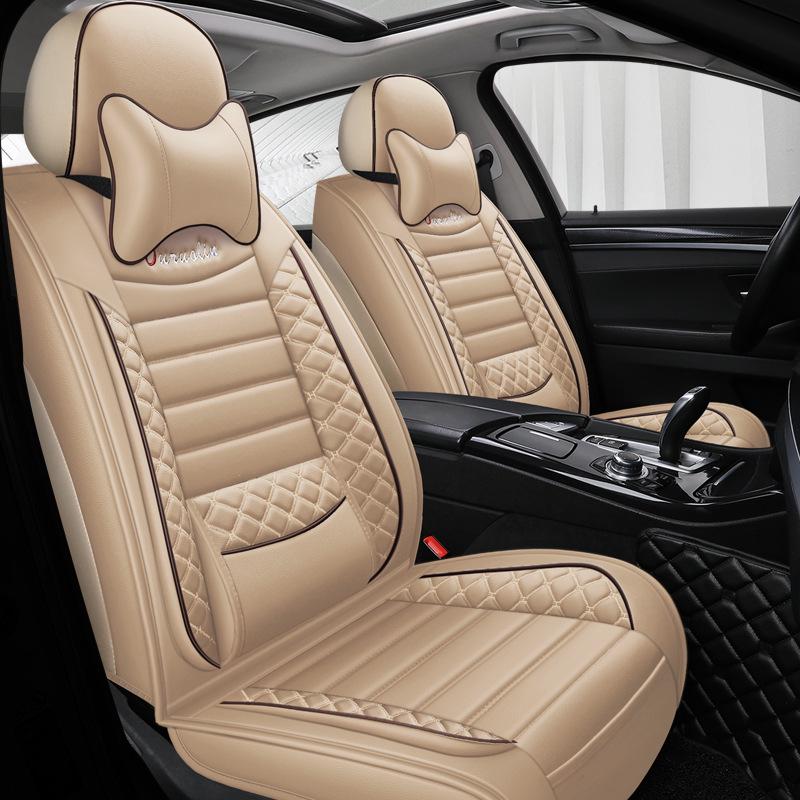 2022 All-Season Full Leather Car Seat Cushion with Fixed Waist Design