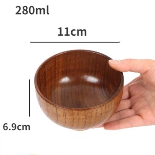 Japanese Wooden Rice Noodle Soup Bowl – Solid Jujube Wood Salad Bowl for Kids & Adults