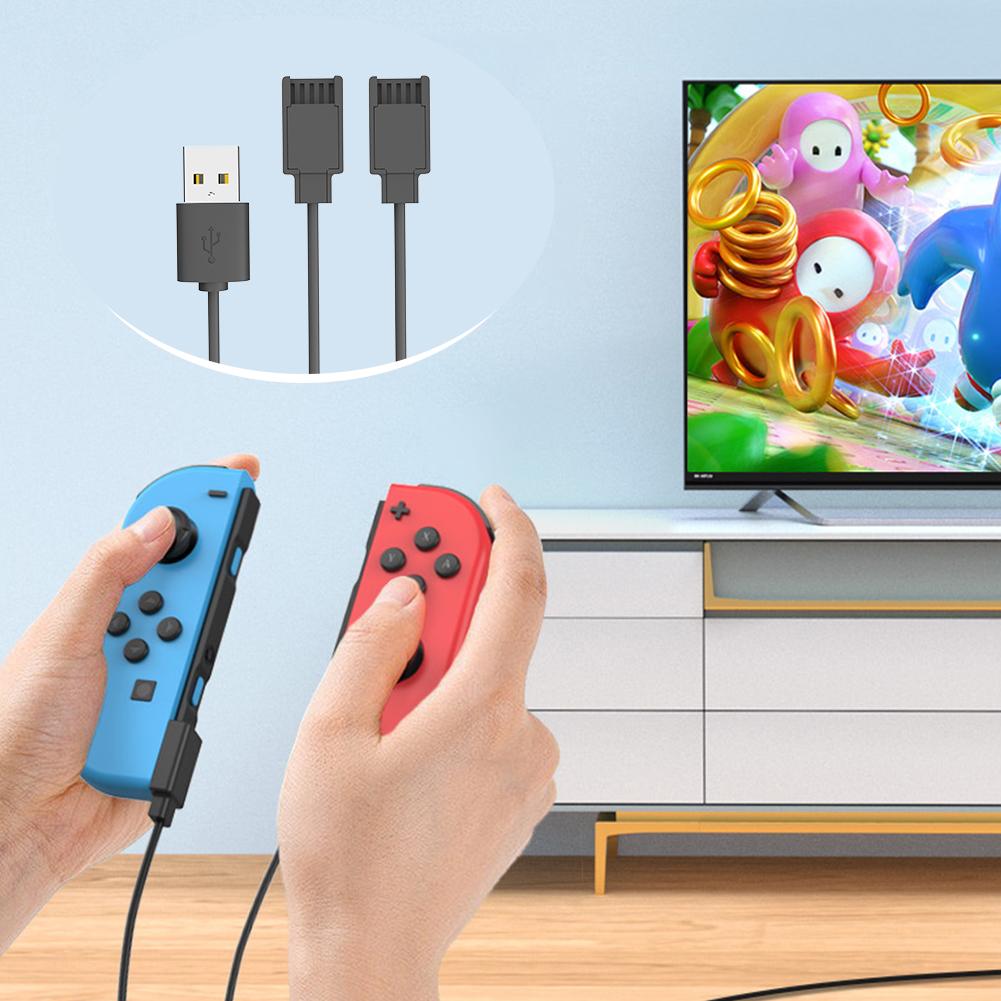 2 in 1 Portable USB Charging Cable for Joycon Controller Charger Cable 2.5M Travel Charging Cord for Switch Controller Charger
