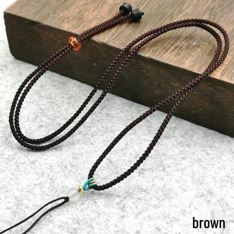 Pineapple Adjustable Necklace with Colored Thread and Agate Pendant