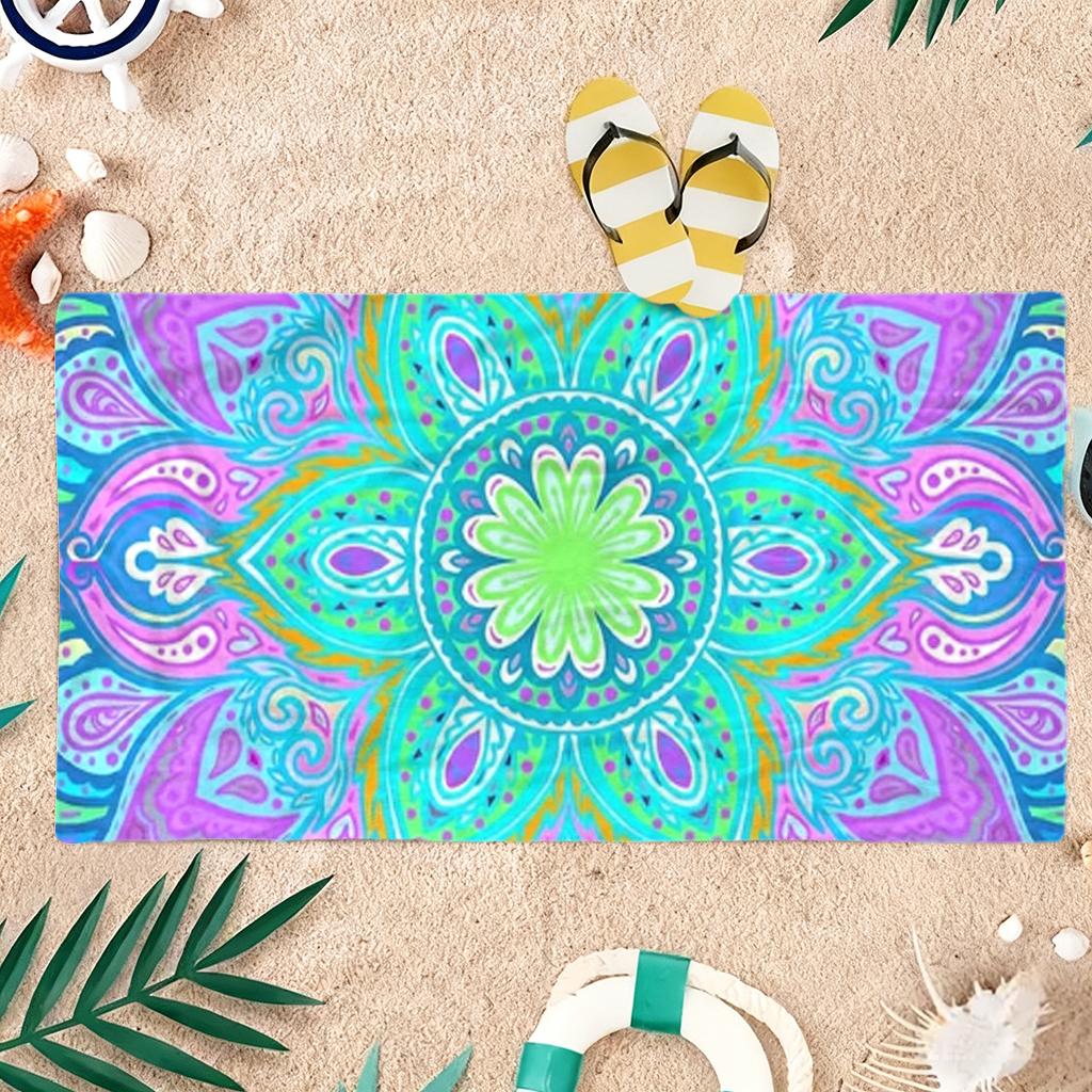 Vintage Colorful Patterns Beach Towel Quick-drying Super Absorbent Suitable for Beach Vacation Pool Yoga Summer Gift for Friends