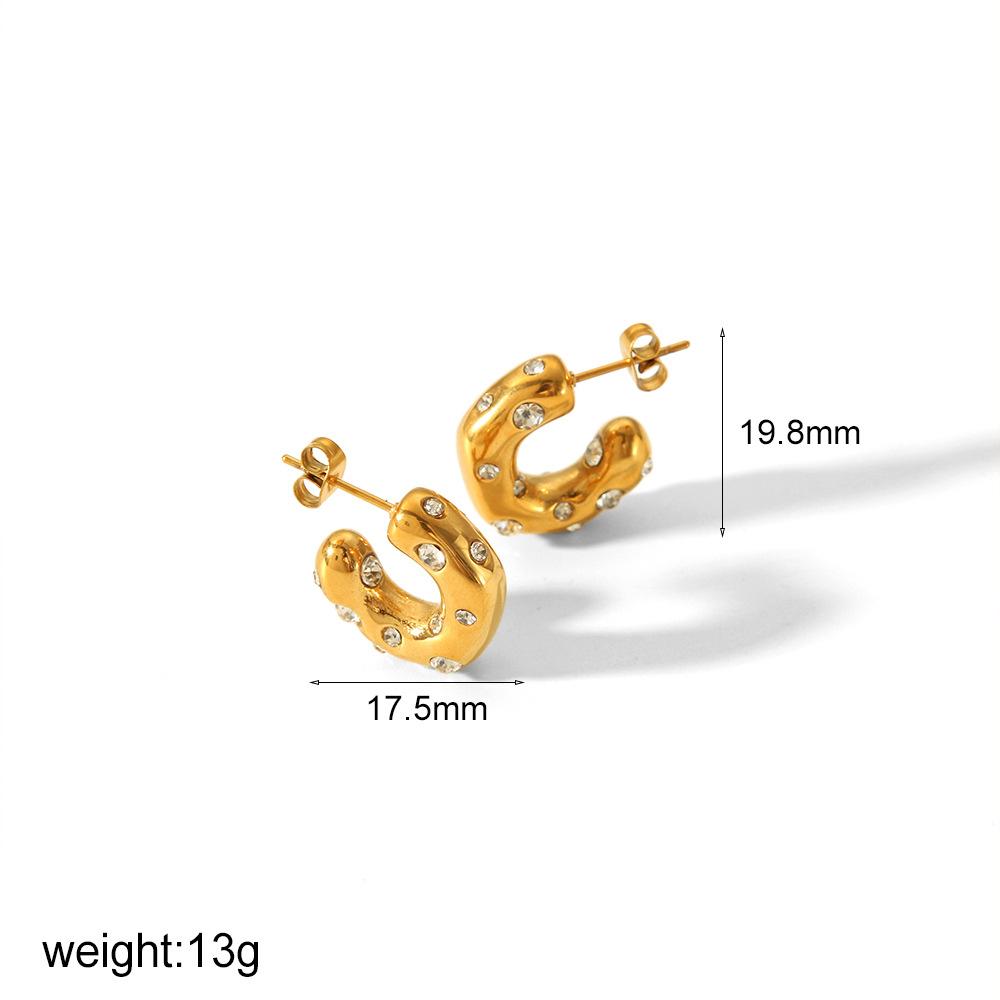 

INS Zircon C-Ear Jewelry Премиум серьги-молотки из 18-каратного золота с покрытием из нержавеющей стали