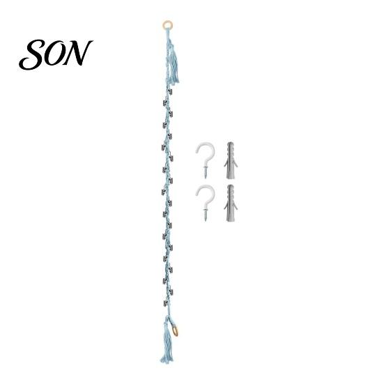 Wall Mounted Doll Organizer Stuffed Cotton Hanging Storage Chain, with Rope Toy Hanger Metal Clips, Boho Display Strap for Kids Room And