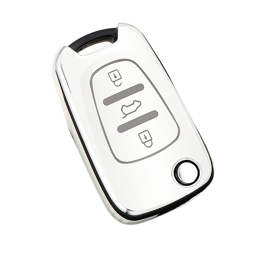 

Чехол для автомобильного ключа из ТПУ с серебристыми краями, брелок для Hyundai I20 I30 Ix20 Ix35 Elantra Accent для KIA Sportage Rio 3 Soul Optima Ceed K5 K2 белый